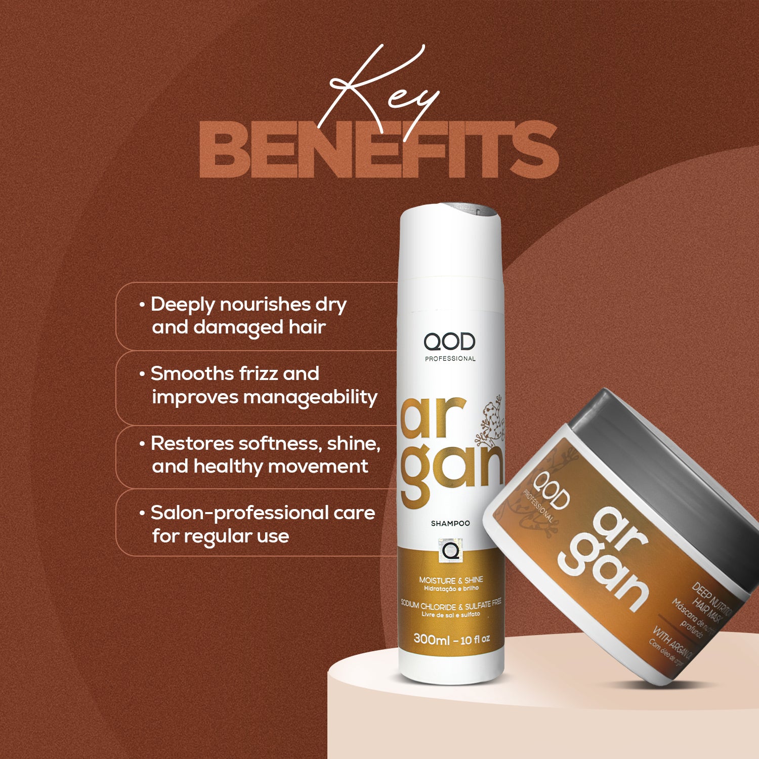 QOD Pro Argan Shampoo + Hair Mask Combo 300 ml - QOD Professional